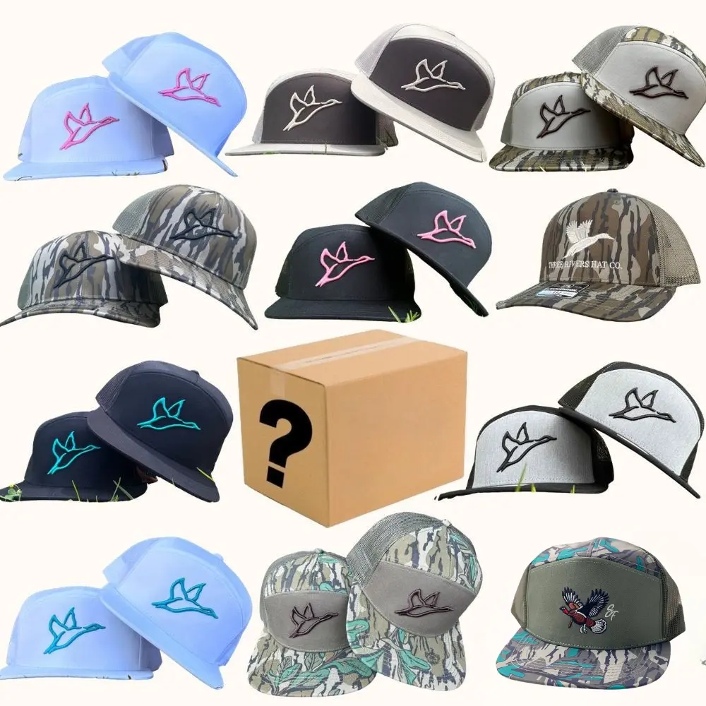 [COMBO BUY 2 Save 50%] One Hat Box Sent, Embroidered Flying Combat Waterfowl Hat, Flying Turkey Southern Fetch, Three River Hat 7 Panel Hat, Adjustable Hat, Standing on Snapback Hat, Outdoor Cap Gift Box for Men & Women