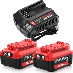 2-Pack 20 Volt 8.0Ah High Capacity V20 Lithium Replacement Battery and CMCB104 Charger Compatible with Craftsman 20V Battery MAX CMCB202 CMCB201 Cordless Power Tools