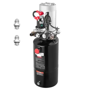 8 Quart Hydraulic Power Unit For Dump Trailers, Double Acting Pump With 3200 PSI Max Relief, 0.91 GPM Flow, DC 12V Electric Hydraulic Pump, Metal Reservoir, Suitable For Dump Bed Trailer Lifting And Vehicle Hoisting