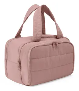 Travel Toiletry Bag, Lightweight Large Wide-open Travel Bag for Women, Puffy Cosmetic Makeup Bag Organizer with Handle for Accessories,Essentials, Toiletries