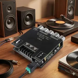 50W+100W Hi-Fi Stereo Amplifier Board with Bass/Treble Control for DIY Speakers & Home Theater Systems. Bluetooth 2.1CH Audio, Enhanced Power Output, Amplifier Sound System Audio Equipment