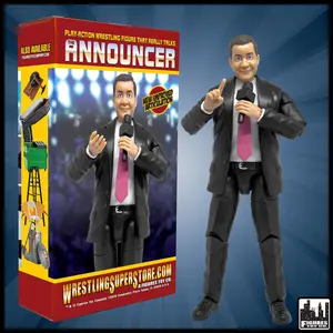 Ultimate Talking Wrestling Ring Announcer Figure for WWE & AEW Action Figures