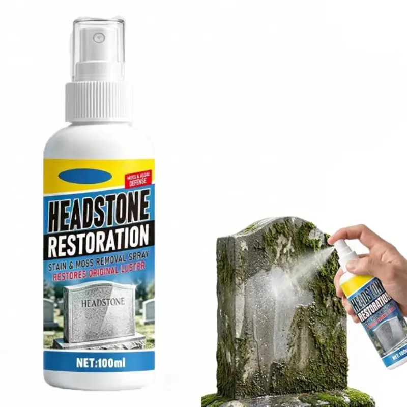 1pcs Headstone Restoration, Stains and Household Cleaning Spray, 100ml headstone cleaner for graves, Advanced biological solution gravestone cleaner for Granite Marble Cemetery Memorials