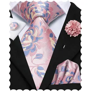 Men Ties Set Woven Necktie and Lapel Pin Pocket Square Cufflinks Sets Formal Business Wedding