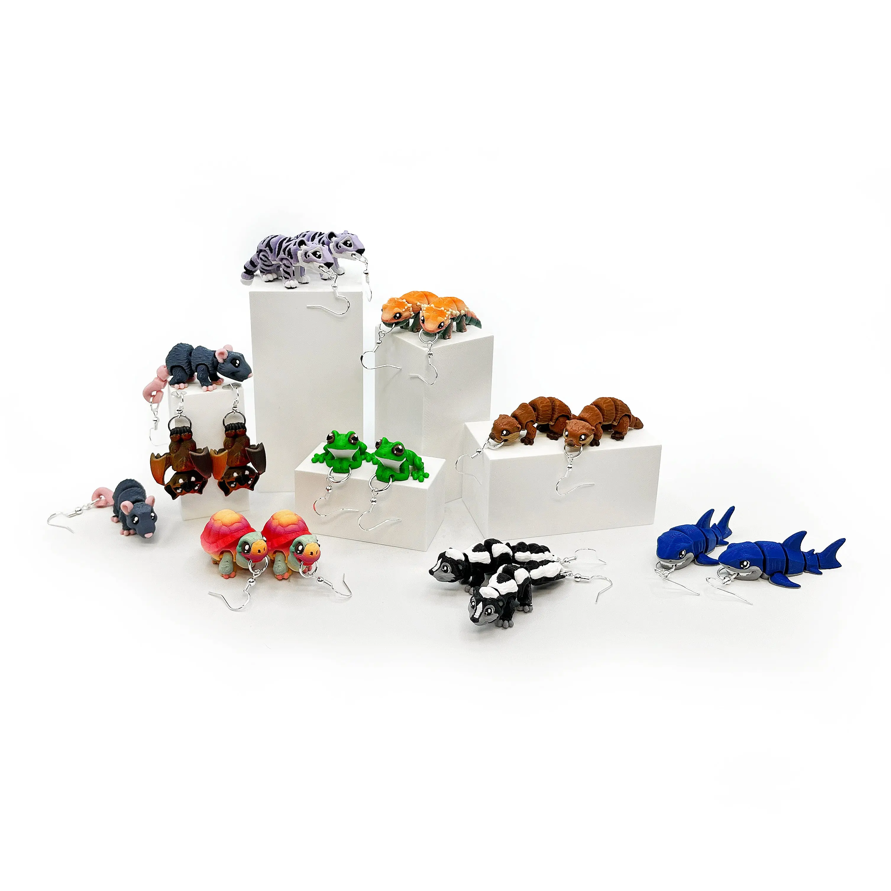 Cinema Cutie Earrings – 3D Printed Articulated Animal Dangle Earrings | Cute Animal Jewelry