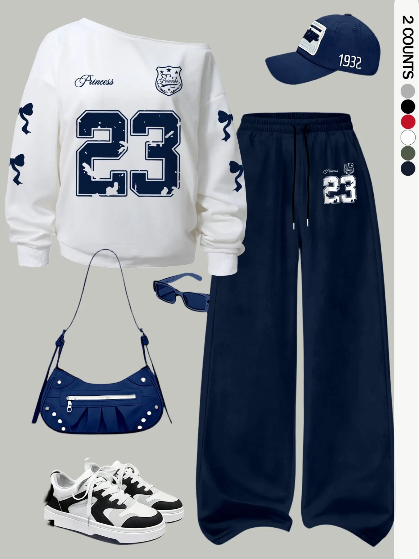 Women's Casual Loose Fit Hoodie Set, Long Sleeve, Pants, Letter & Number Print, Fall & Winter, Two-Piece Matching Set, Regular Length, Comfortable Wear