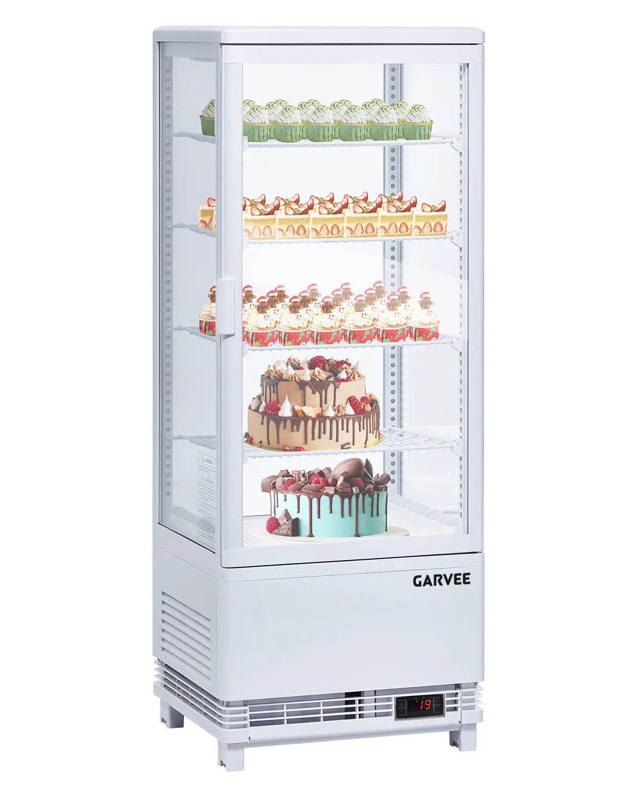 Garvee Upgraded-Countertop Display Refrigerator, 3.5 Cu.Ft Commercial Grade, Double-Layered Glass, Interior LED Lighting, Single Door Merchandiser, 110V, Perfect for Pastry and Cake Display