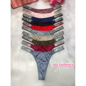 10-pack Women's shining & sparkling A+rhinestone thongs (10 colours), high quality, comfortable and fresh underwear,panties, suitable for daily life, sports, and four-season multi-pack fashion women's underwear size for S-XL