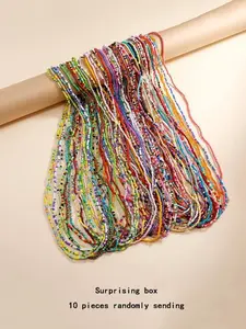 10pcs Random Color Beaded Colorful Waist Chain,  New Stylish Boho Style Decorative Body Jewelry for Women & Girls, Classic Fashion Accessories for Daily Wear