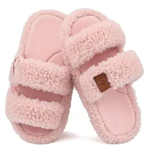 Women's Fluffy Memory Foam Slippers Womens Fuzzy Open-toe Slippers Soft Comfy Memory Foam Indoor House Shoes Pink Footwear Flipflop Stylish Fur