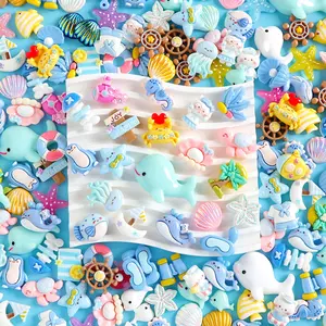 30 Piece Cartoon Beach Ocean Life Resin Accessories, DIY Figurine Decorations, Micro Landscape Marine Animal Resin Animals, Decorative Figurines