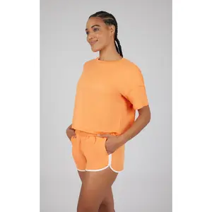 2 PC Boxy Tee and Running Short Set Elegant Gym Outfits Sweatsuits Women