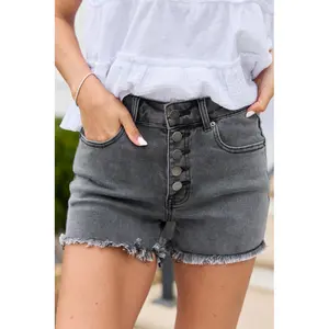 My Favorite Stretchy Black Button Fly Denim Shorts