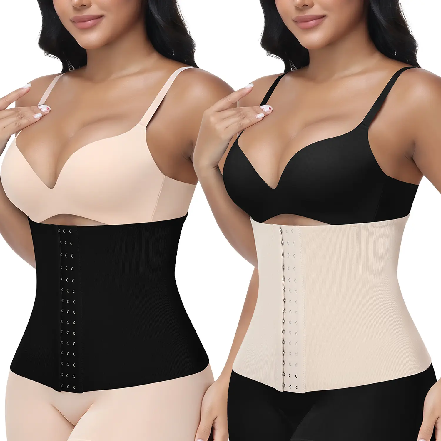Elastic Body Curve Shapewear Belt for Women, Faja Waist Trainer with 6 Steel Bones & Adjustable Hooks for Postpartum Abdominal Firming, Waist Trainer Body Shape, Body Curve Shapewear Belts