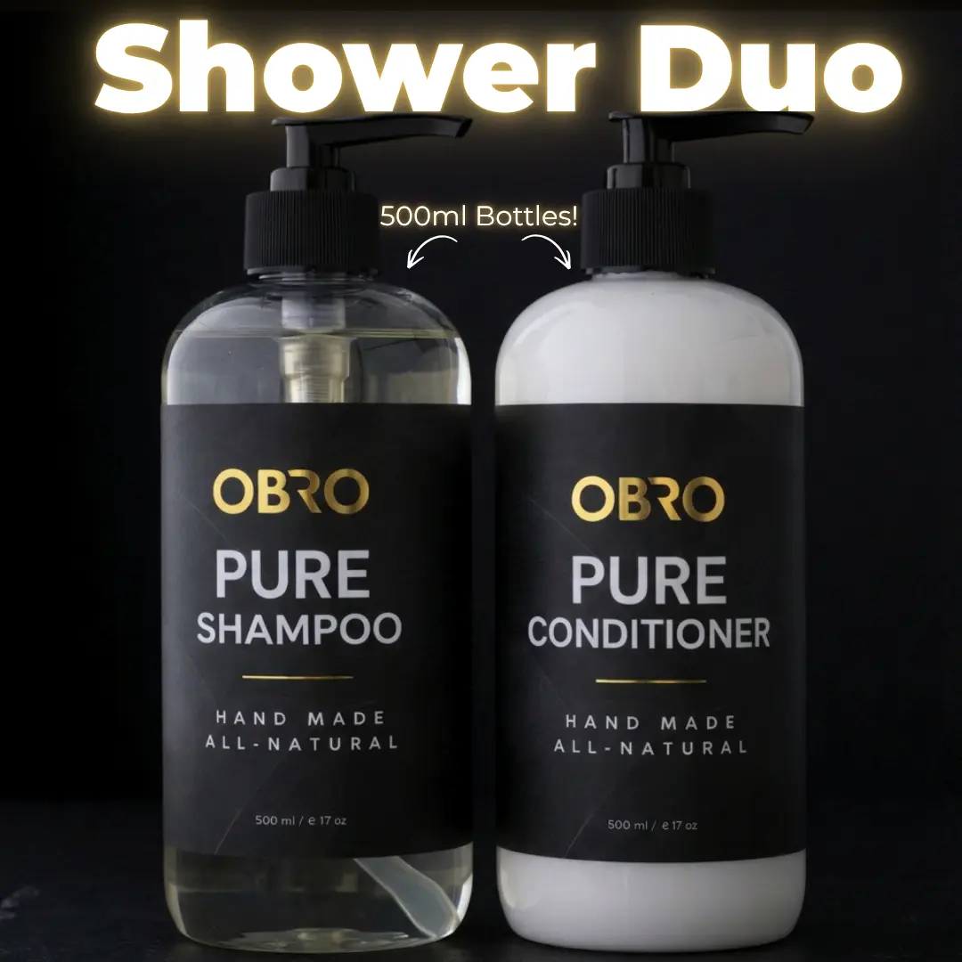 OBRO PURE SHOWER DUO - Shampoo + Conditioner Duo | 2 x 500ml | Naturally Derived Hair Care | No Synthetic Fragrance