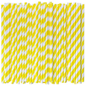 [1000 Count] Yellow Paper Drinking Straws, 7.75 Inch -Restaurant Bulk Pack