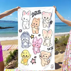 Skz Cartoon Cute Pet Beach Towel, Multipurpose Towel, Quick Dry Super Soft Polyester Fiber, Multi-Purpose Yoga Travel Swimming Camping, Best Gift, Multipurpose Reusable Towels