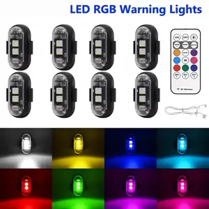 4PCS/8PCS  Wireless LED Strobe Light With Remote Control, 8 Colors & 10 Models USB Charging Waterproof Anti-Collision LED Emergency Warning Lights Wireless Rock Light for Car Drone Aircraft Motorcycle Bike