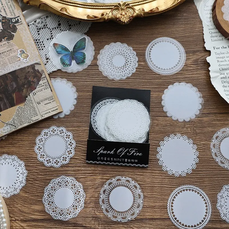 Vintage Lace Diary Stickers Set for Kids, Moon Star Hand Account Decals, Pet Material Craft Supplies, Retro Style Decorations, Sticker Packs, Stickers For Scrapbooking