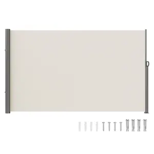 VEVOR Beige Retractable 63'x118'' Awning-Rugged Full Aluminum Rust-Proof Side Awning Patio Sunshine Privacy Divider Wind Screen. Longer Service Life, Suitable for Courtyard, Roof Terraces and Pools