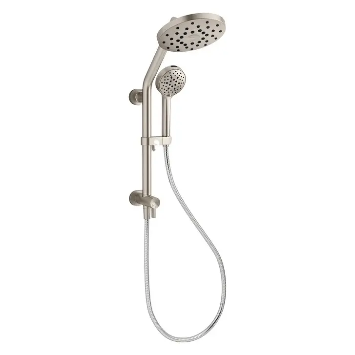Kohler HydroRail Brushed Nickel 3-in-1 Multifunction Shower Column Kit - Multi-Mode High-Pressure Fixed Showerhead, Versatile Showering Options for Bathroom Upgrade, Multi-Mode High-Pressure Fixed Showerheads, Shower Heads, Modes
