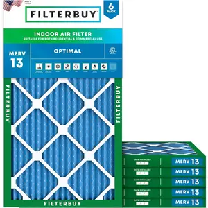 Filterbuy 14x36x1 Air Filter (6-Pack), Pleated MERV 13 Optimal Defense HVAC AC Furnace Air Filters (Actual Size: 13.50 x 35.50 x 0.75 Inches)
