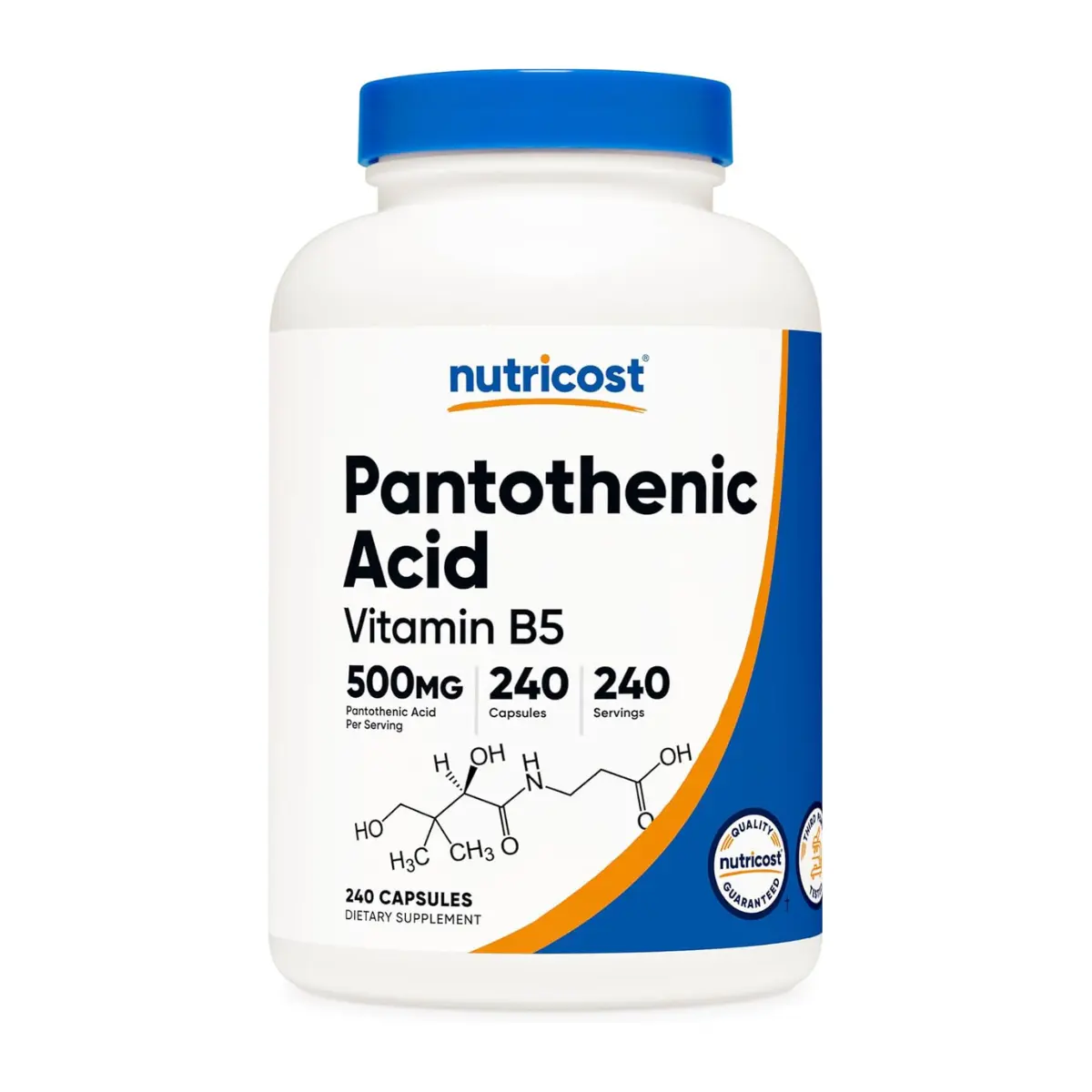Nutricost Pantothenic Acid (Vitamin B5) 500mg, 240 Capsules