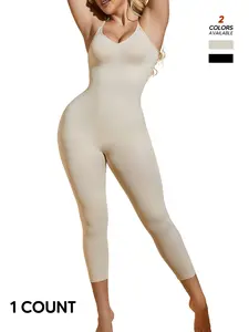 Women's Solid Adjustable Strap Shapewear Bodysuit, High Stretch Tummy Control Bodysuit, Abdominal Control Bodysuit, Ladies High Compression Shapewear for All Seasons, Comfortable Shapewear, Body Shaping Underwear