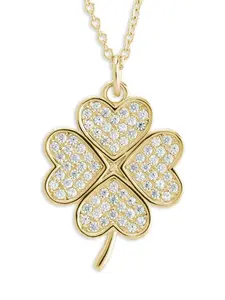 Pave CZ Shamrock Pendant Necklace