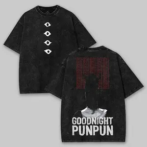 Retro Limited Goodnight Punpun Punpun Punyama Anime Double Printed Lightweight Acid Washed Tee anime lover, anime merch Casual Cotton vintage anime streetwear