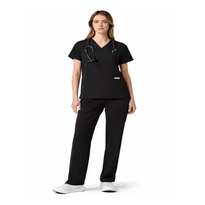 JAANUU UltraLAST Essential Performance Women’s 6-Pocket Scrub Set – 4-Way Stretch, Adjustable Waist, Top & Pants