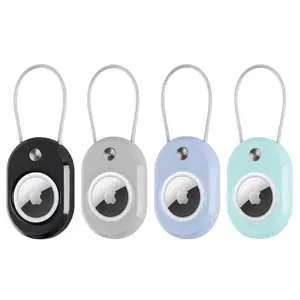 MONASAY For Apple AirTag Secure Holder with Wire Cable, With label paper, 4 Pack Air Tag Lock Case Keychain Key Ring Key Chain Luggage tag for Kids Keys, Luggage & More Men Women's Keyrings & Keychain