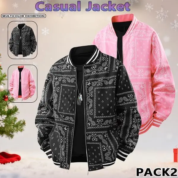 Men's Fitted Woven Vintage Lightweight Cashew Print Varsity Jacket - Baseball Collar, Classic Fabric, Bold Floral Accent, Casual Streetwear Menswear Coat