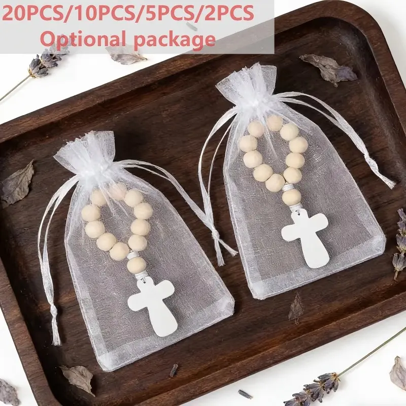 20pcs/10pcs portable prayer cross gifts, Religious Gift, Versatile Gift Bundle, personal sanctuaries, Mother's Day gifts and Father's Day gifts, suitable for church use and easy to carry daily, wooden baptismal beaded suit Easter Gift Package