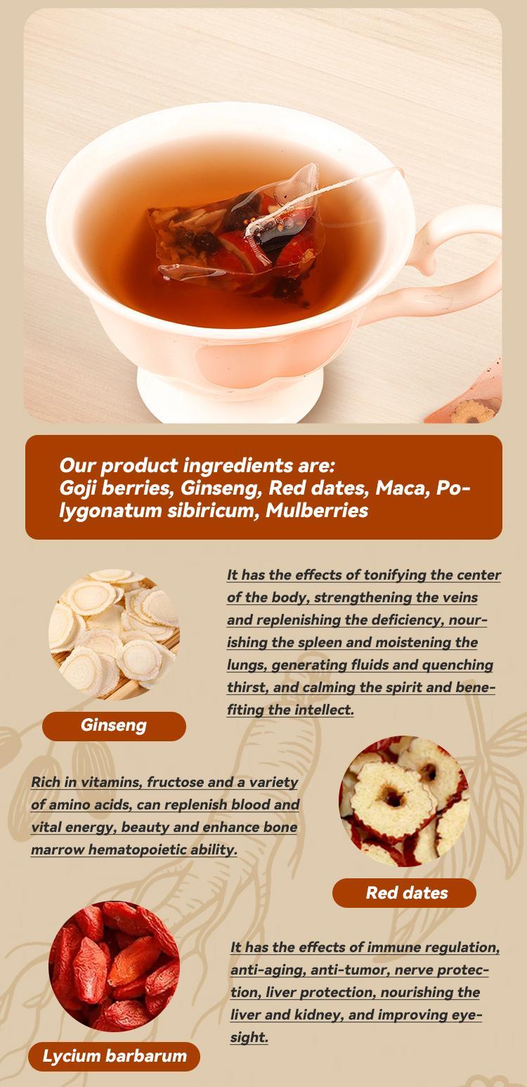 Ginseng Five Treasure Tea 3PCS 5g x 30 Bags x 3 Natural Herbal Kidney Support for Men & Women Traditional Chinese Wellness Detox Cleanse Organic Daily Healthy Tea Value Pack