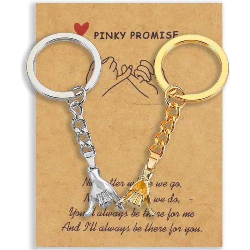 2PCS His and Hers Pinky Promise Matching Keychain Set, Fashion Costume Jewelry Accessory, Meaningful Boyfriend Gifts for Anniversary, Birthday for GF, Ideal for Long Distance Relationships, Gifts For Boyfriend, Anniversary Gift For Him