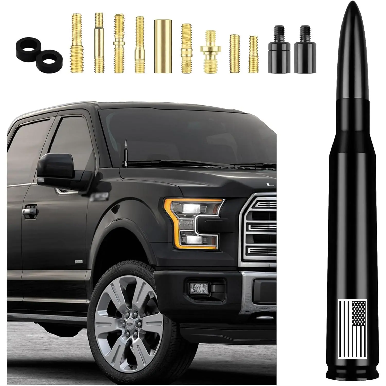Stubby Bullet Antenna for Cars, SUVs, Trucks - High-Quality Materials, Easy Installation Universal Car Exterior Antenna Topper Replacement (Black, Fits Most Vehicles)
