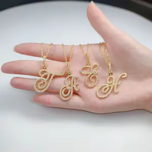 Custom Script Initial Necklace - Personalized Initial Necklace Pendant Jewelry Durable Brass