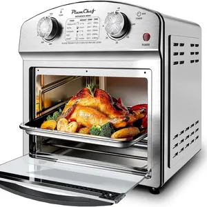 PlumChef  13 Quart 7-in-1 Convection Toaster oven , 1500W, Stainless Steel, with 5 Pre-Set Menus – Roast, Bake, Grill, Broil, Toast, Dehydrate & Defrost, Silver air fryer convection steam circulation hot