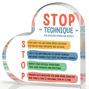 Stop Technique for Relieving Stress and Anxiety Acrylic ornaments, heart-shaped crafts, commemorative gifts for friends and relatives, desktop decorations