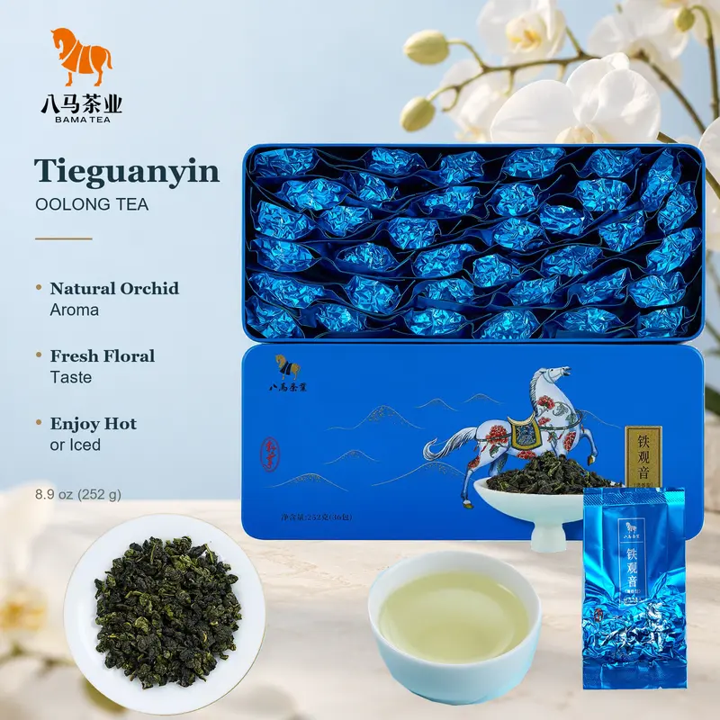 BAMATEA Premium Tieguanyin Oolong Tea Drink (8.9oz), Fresh Orchid Floral Ready to Drink Tea, Hot or Iced daily tea