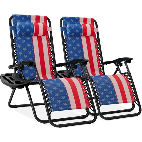 Best Choice Products Set of 2 Zero Gravity Lounge Chair Recliners for Patio, Pool w/ Cup Holder Tray