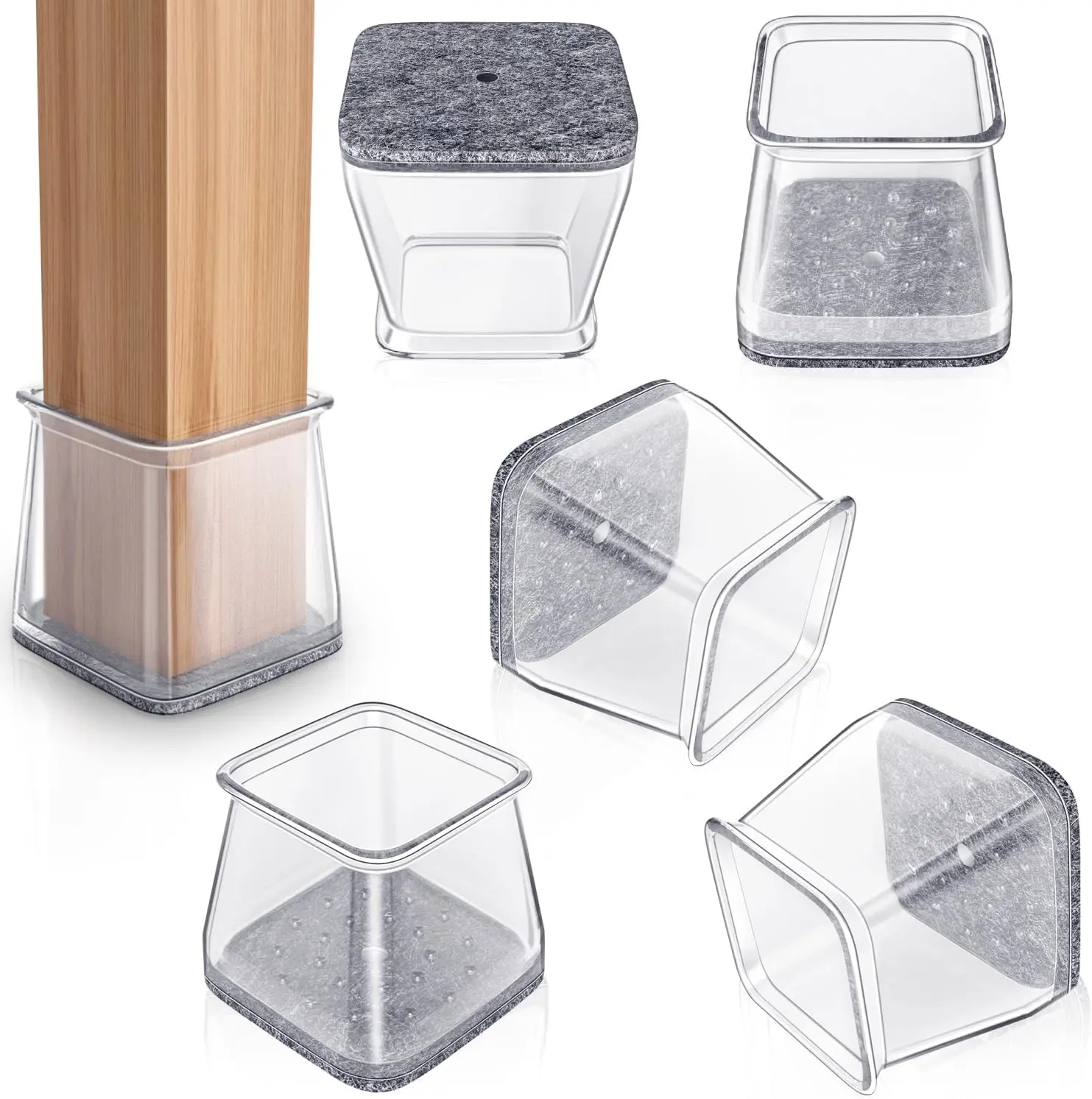 12-Piece Thickened Square Silicone Furniture Pads, Large Anti-Slip Chair Leg Covers for Hard Floors & Offices - Floor Protection, Noise Reduction, 12 Pieces