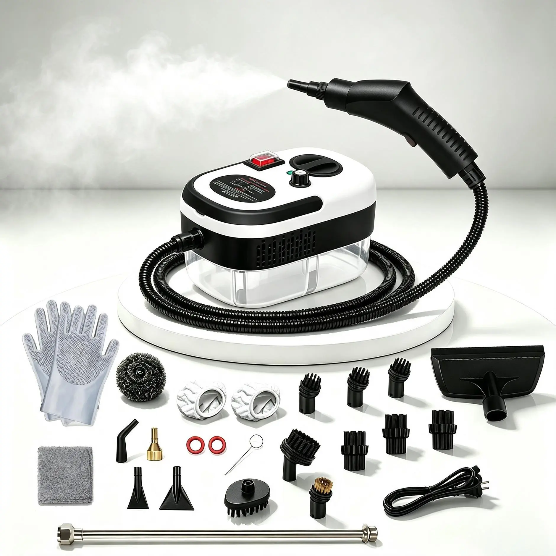 Household and car steam cleaner, 2500W power, 6-Level Adjustable, 1.2L large-capacity water tank, comes with 20 accessories, handheld steam cleaner, suitable for fine cleaning of cars, kitchen grease, tile grout cleaning, and furniture cleaning