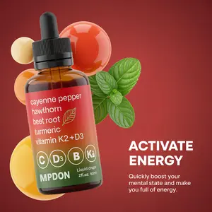 Organic Cayenne Pepper Drops 60ml | Heart Health & Blood Flow Support with Hawthorn Berry, Beet Root, Turmeric Curcumin, Vitamin D3 K2 | Men's Cardiovascular Booster