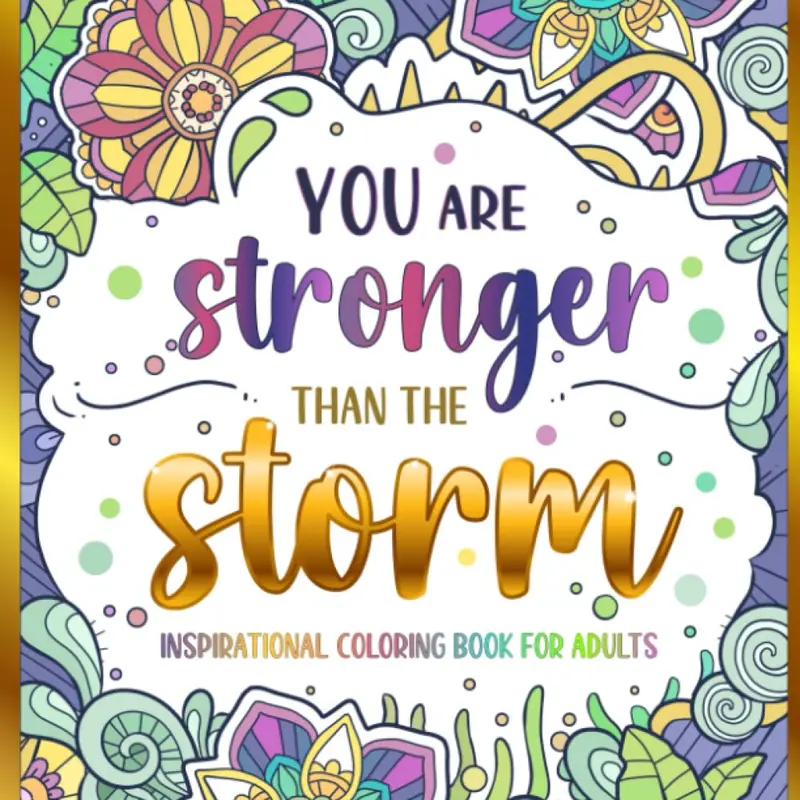 Premium Adult Coloring Book - English Interactive Paperback Activity Book with Single-Side Print, Multi-Shade No Bleed Paper, 50 Quote Pages, Relaxing Patterns for Stress Relief & Inner Peace