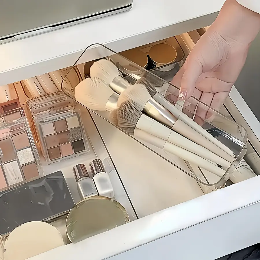 8 pieces of transparent cosmetic storage boxes, Clear storage bins, drawer-integrated storage compartments, desktop dividers for organization, suitable for cosmetics storage, office stationery storage, Home Storage