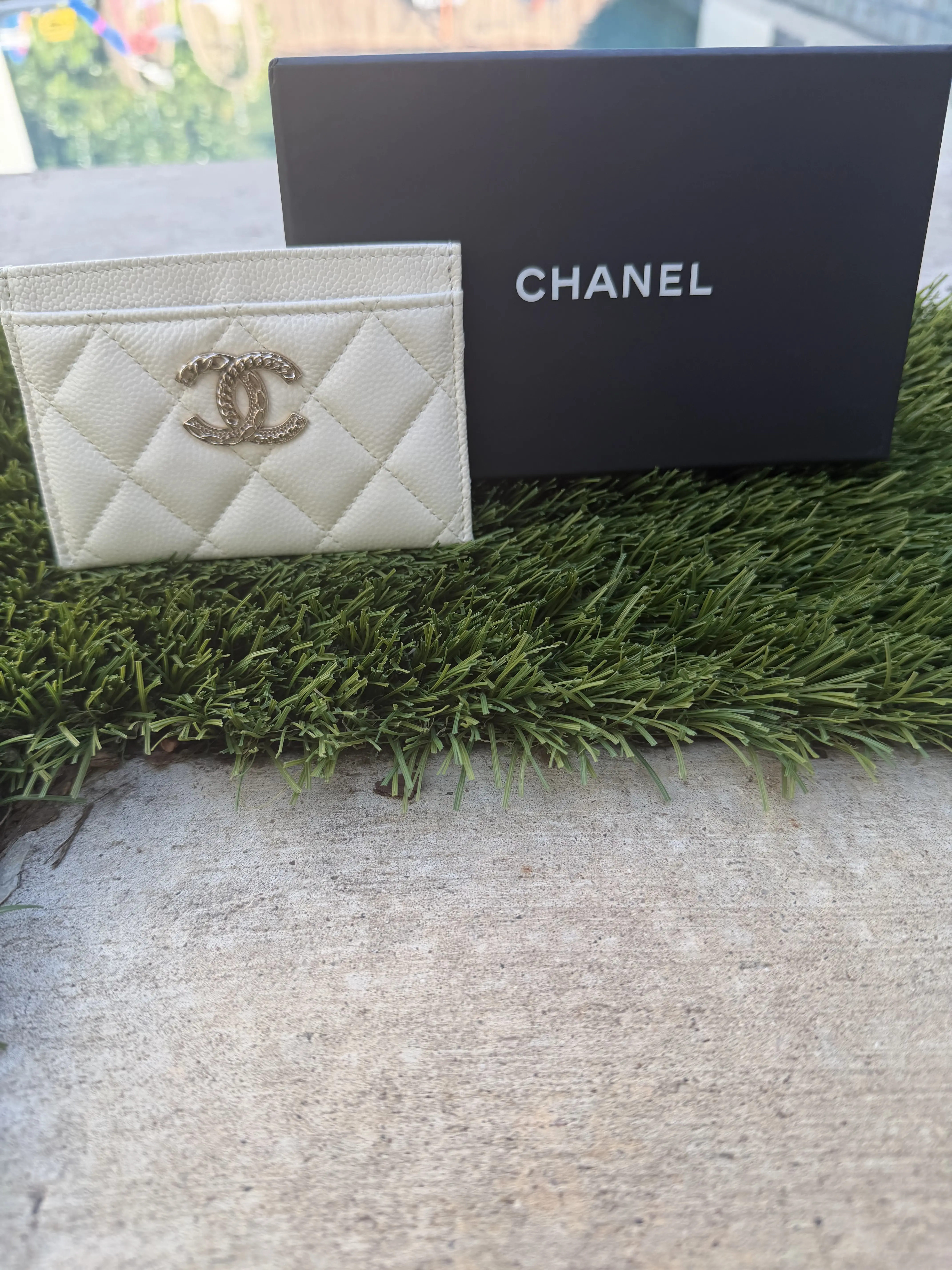 Pre-owned CHANEL Caviar Leather Small Leather Goods Caviar Card Wallet CC Logo Card Holder