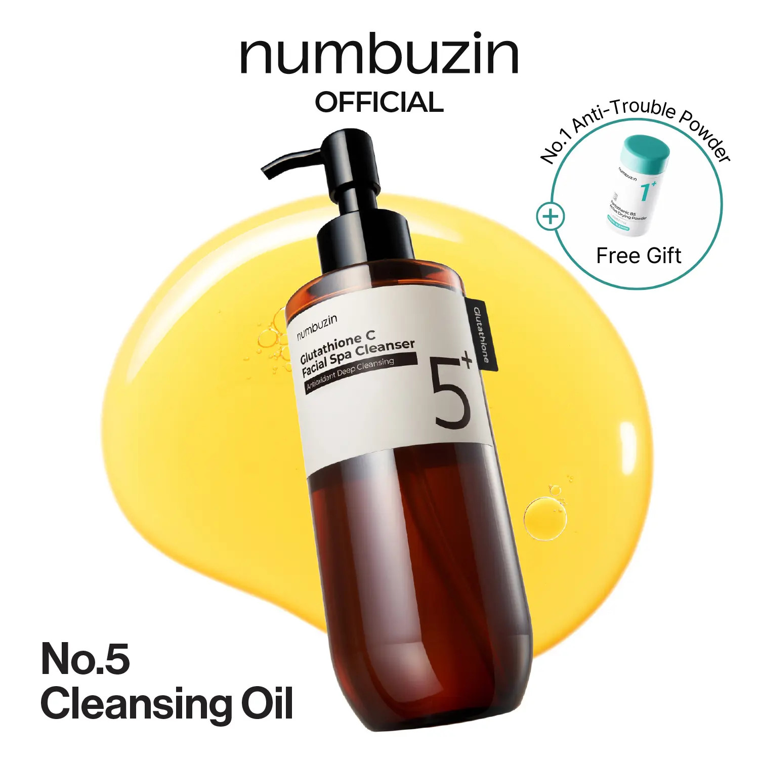 numbuzin glutathione cleanser numbuzin official shop] No.5 Cleansing Oil | Glutathione C Facial Spa  Cleanser | Gentle Cleanser for Blackhead, Pore, Makeup Remover | Vitamin C,  Niacinamide | Double Cleansing | 6.76 fl. oz