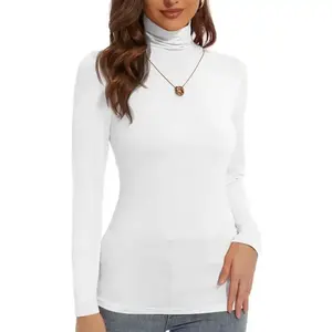 Women's Turtleneck Long Sleeve Shirts Slim Fitted Lightweight Base Layer Casual Tops Womenswear Underwear
